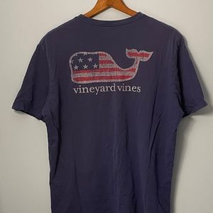 Blue Vineyard vines T-shirt American flag whale